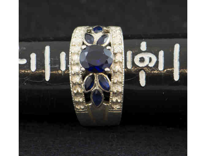 Sterling Silver and Synthetic Sapphire Ring