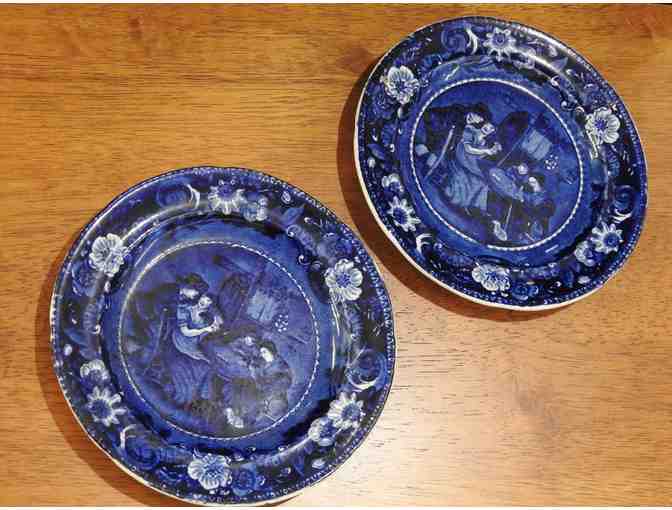 Antique Crown Staffordshire Clews Christmas Eve Plates
