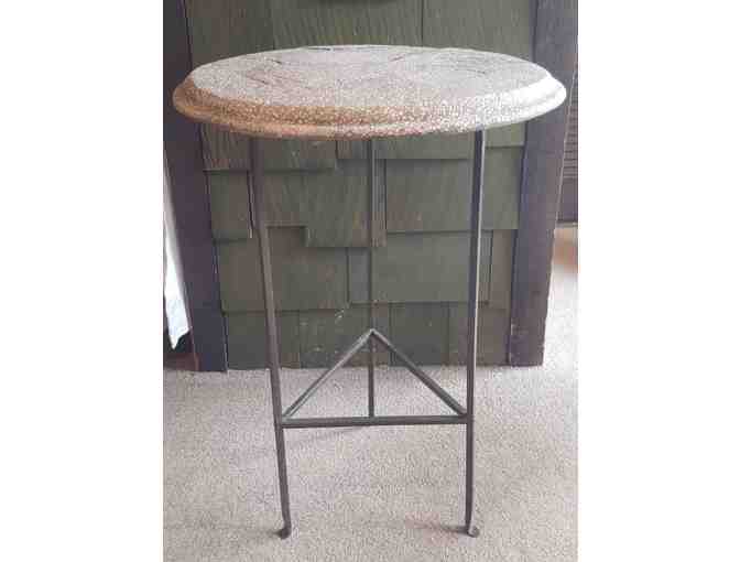 Stone Patio Table with Iron Base