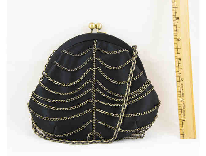 Black Evening Bag with Chain Motif - Photo 1