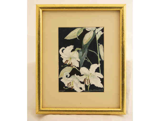 Two Lily Watercolors, by Lois H. Underwood, Framed and Matted