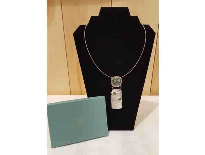 Agate and Enamel on Copper and Silver 'Bark and Lichen' Necklace by Amy Kilham