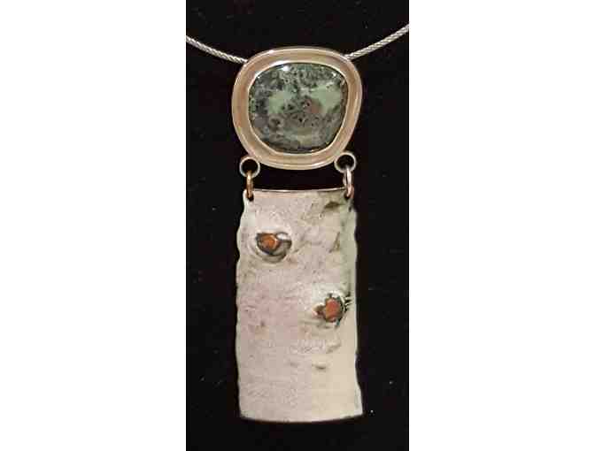 Agate and Enamel on Copper and Silver 'Bark and Lichen' Necklace by Amy Kilham