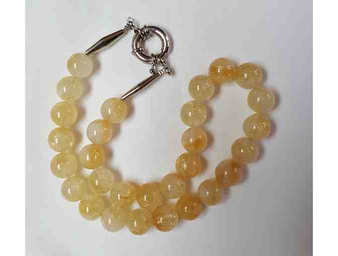 Natural Yellow/White Quartz Bead Necklace