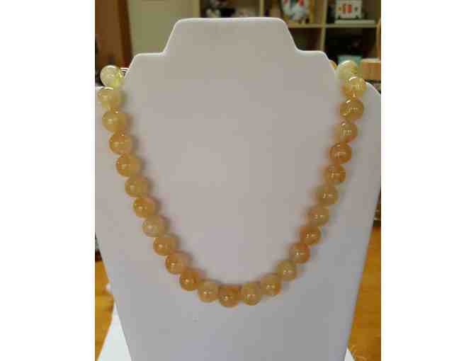 Natural Yellow/White Quartz Bead Necklace