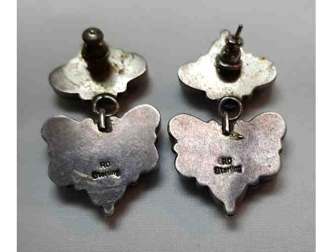 Vintage Sterling Silver, Turquoise, and Coral Earrings