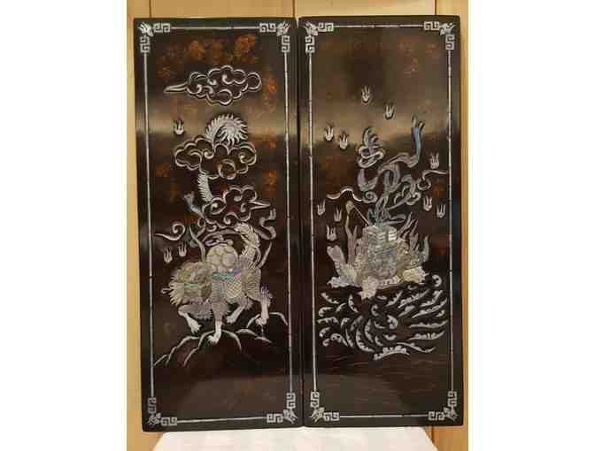 Vietnamese Mother of Pearl Wall Plaques - Set of Two