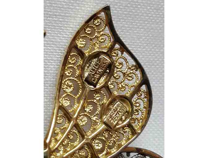 Articulated Gold Vermeil and Sterling Silver Butterfly Brooch by Alice Caviness