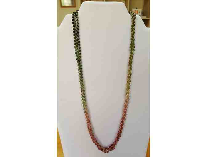 14K Gold Triple Strand Tourmaline Bead Necklace