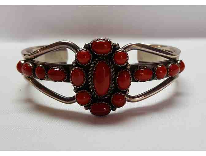 Sterling Silver and Coral Cuff Bracelet by Daniel Mike