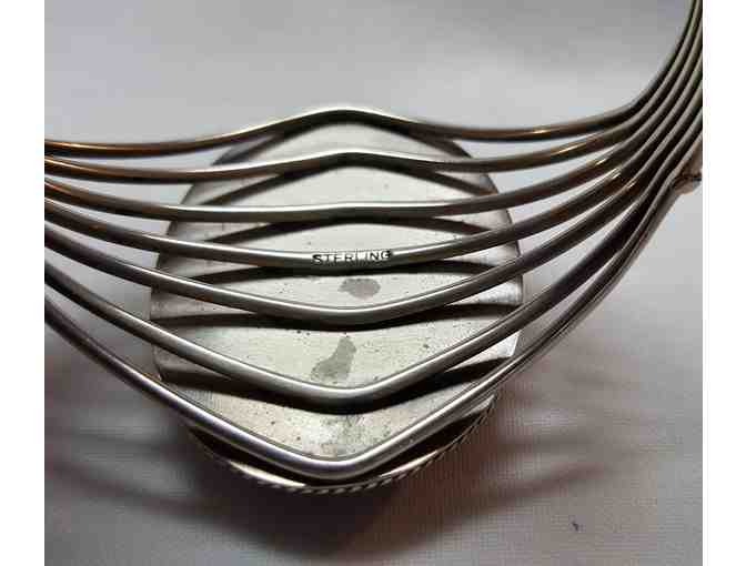 Onyx and Sterling Silver Split Shank Cuff Bracelet