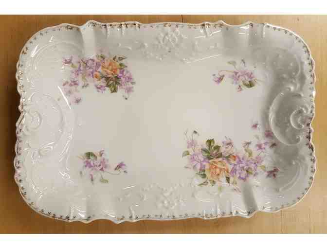 Roses and Violets Antique Tielsch Serving Dish