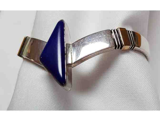 Lapis, 14K Gold, and Sterling Silver Bracelet by Ronnie Henry