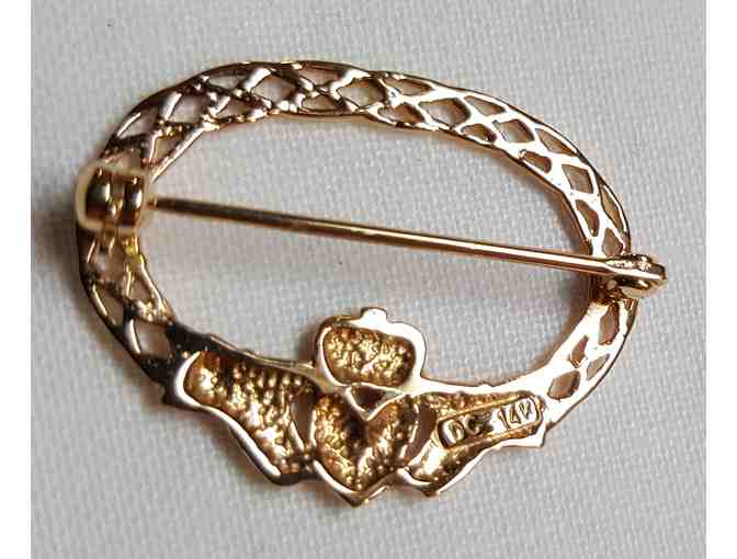 14K Gold Claddagh Pin