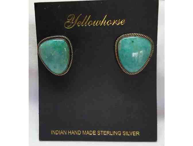 Amazonite and Sterling Silver Earrings by Artie Yellowhorse - Photo 1