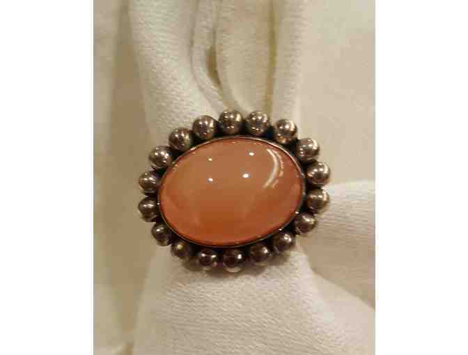Moonstone and Sterling Silver Ring by Artie Yellowhorse