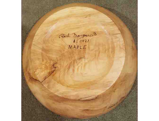 Hand Turned Maple Wood Bowl 11 1/4 ' Diameter, by Rick Manganello