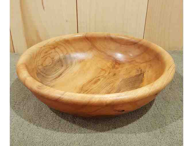 Hand Turned Maple Wood Bowl with Rounded Rim, by Rick Manganello