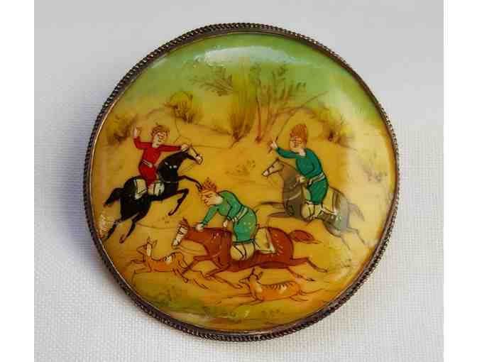 Antique Persian Hand Painted Miniature on Brooch