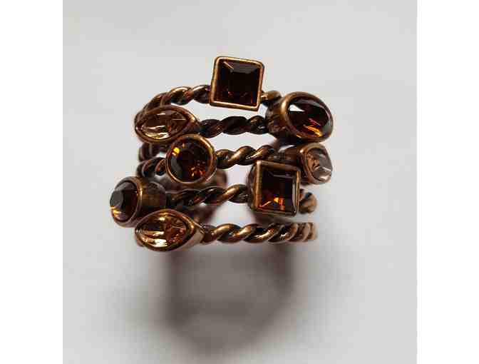 Braided Copper Ring with Rhinestones
