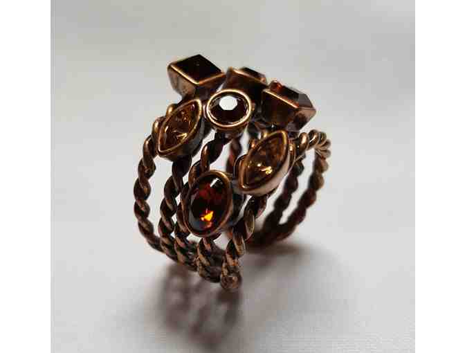 Braided Copper Ring with Rhinestones