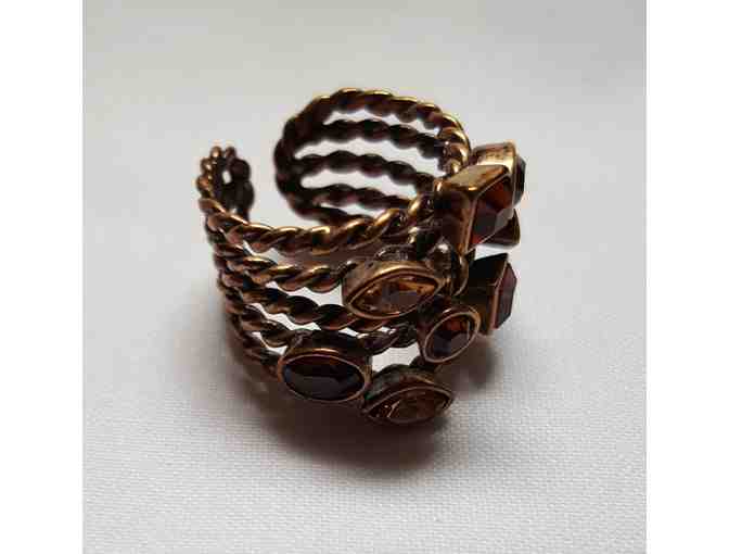 Braided Copper Ring with Rhinestones