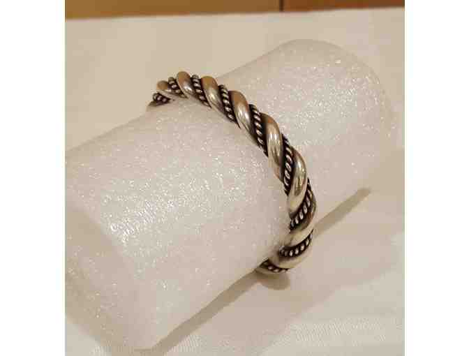 Vintage Silver Twisted Rope Cuff Bracelet