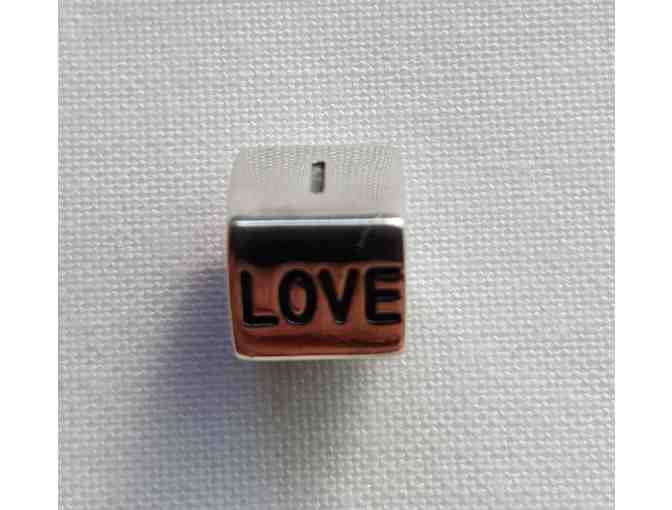 Pandora Sterling Silver and 14K Gold 'I Love You' Dice Charm, Retired