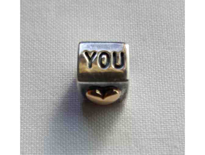 Pandora Sterling Silver and 14K Gold 'I Love You' Dice Charm, Retired