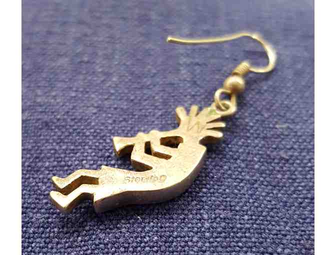 Sterling Silver Kokopelli Earrings with Turquoise Inlay