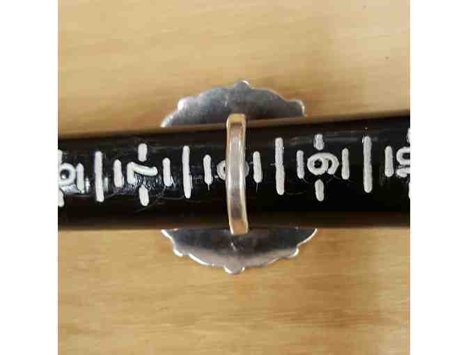 Sterling, Turquoise, Mother of Pearl and Onyx Ring, Sun Symbol