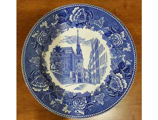 Vintage Wedgwood Blue Transferware Commemorative Plates - 7 Pieces