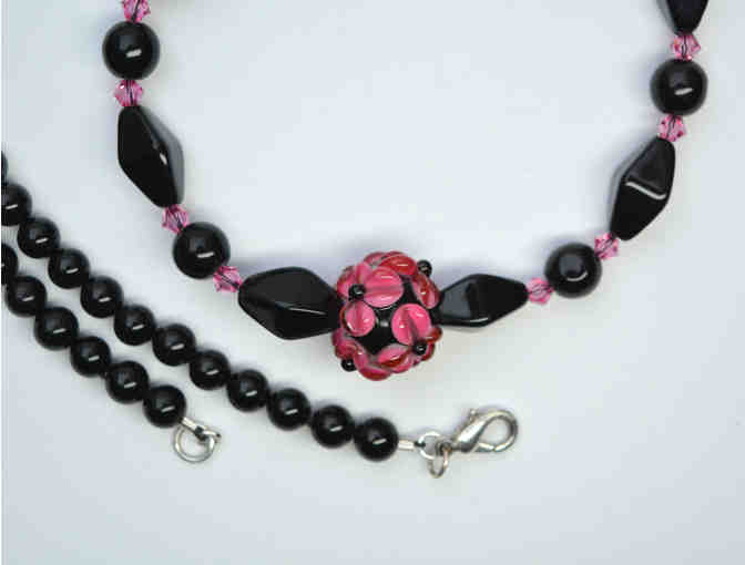 Black Onyx and Lampwork Beaded Necklace