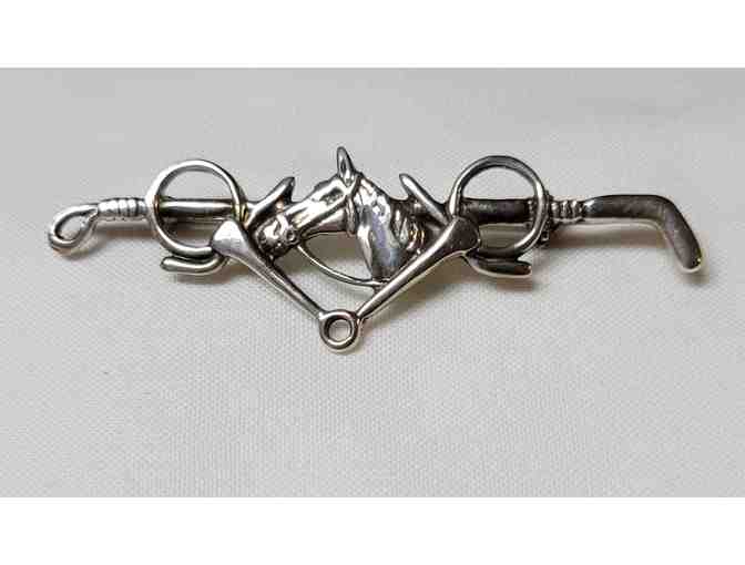 Vintage Sterling Silver Equestrian Bar Pin