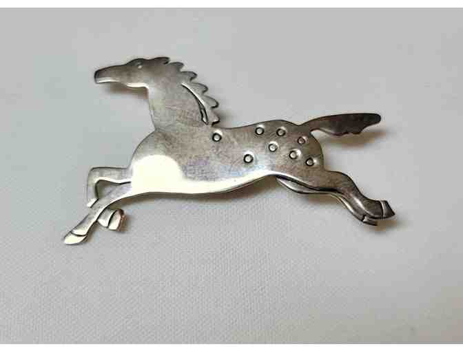Sterling Silver Galloping Horse Brooch by Far Fetched