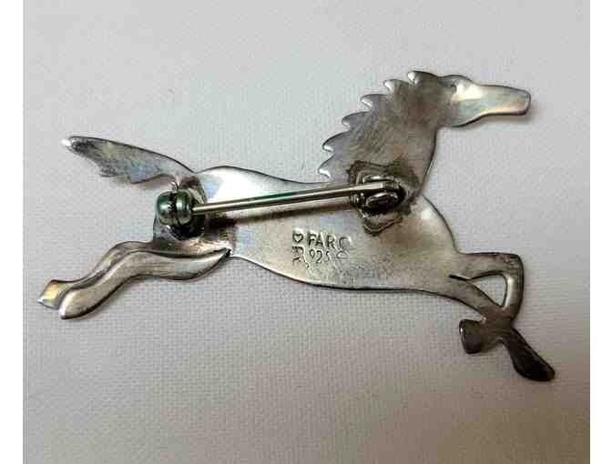Sterling Silver Galloping Horse Brooch by Far Fetched