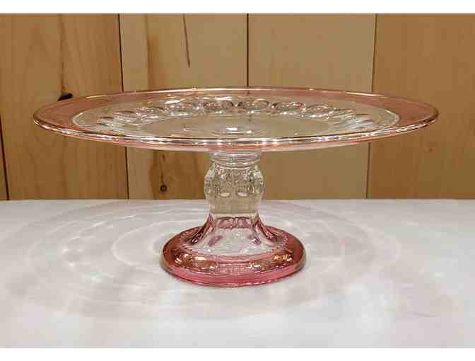 Vintage Tiffin Cranberry Glass Cake Stand