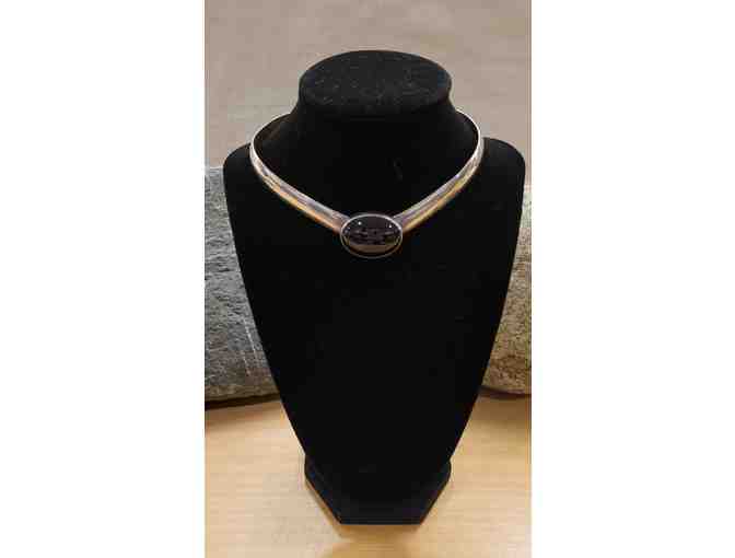 Black Onyx and Sterling Silver Collar Necklace