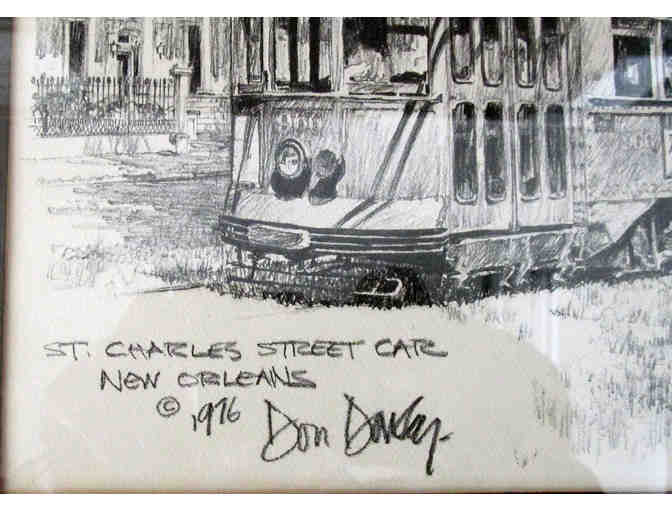 Signed Don Davey Lithograph Year 1976 St Charles Street Car New Orleans