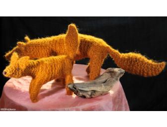 Handknit Papa Fox and Baby Kit