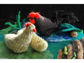 Rooster, Hen & Chicks on Felted Playmat