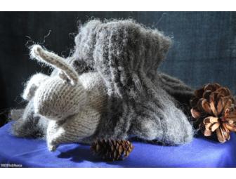 Wool Mama & Cashmere Baby Bunnies with Crocheted Stump