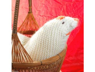 Hand Knit Hen & Chick in Basket