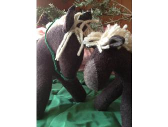 Papa Horse and Foal with Green Silk