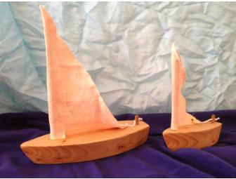 Papa Sail Boat & Little Sail Boat with Orange Sail