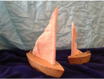 Papa Sail Boat & Little Sail Boat with Orange Sail
