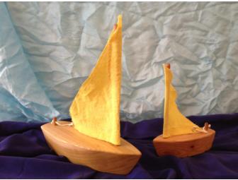 Papa Sail Boat & Little Sail Boat with Yellow Linen Sail