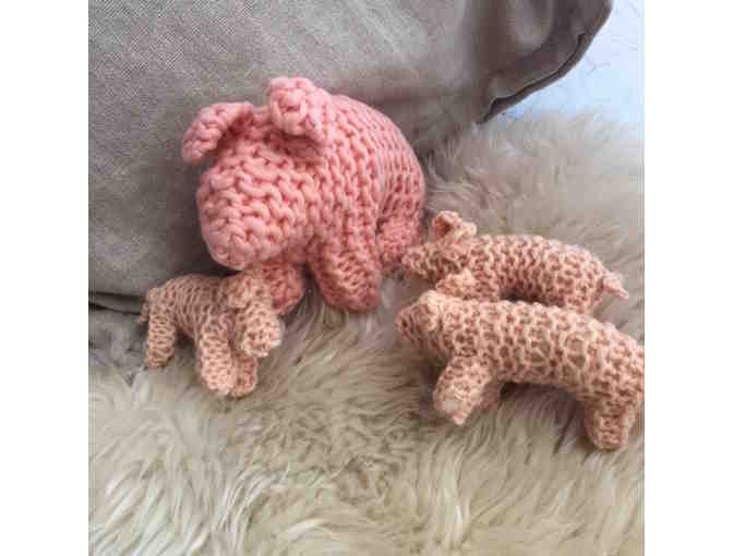 Hand Knit Mama Pig and Piglets ~ Plant Dyed Yarn!