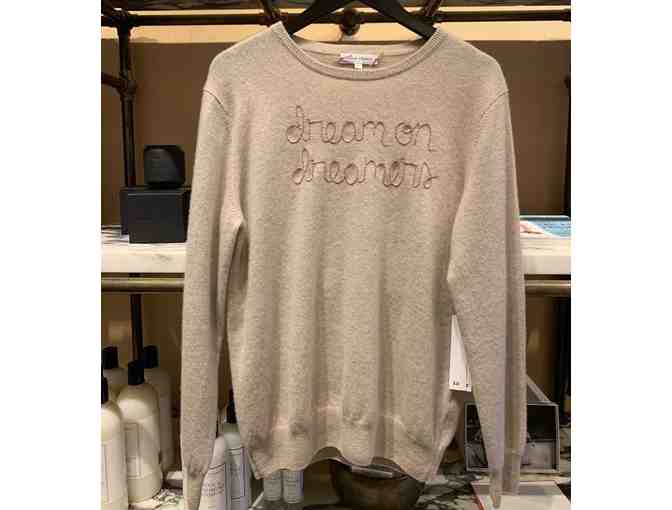 Lingua Franca Hand-Embroidered 'Dream On Dreamers' Cashmere Sweater