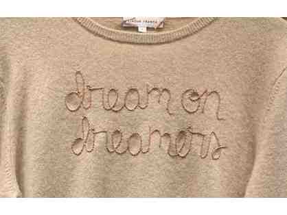 Lingua Franca Hand-Embroidered "Dream On Dreamers" Cashmere Sweater